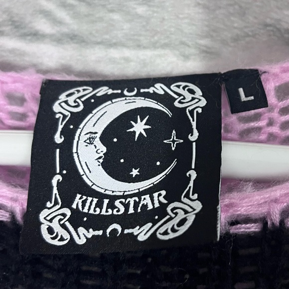 Killstar Size Large Bad Blossoms Knit Sweater Pink And Black Distressed Gothic - Picture 16 of 16